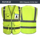 Xiake 9 Pockets Class 2 High Visibility Reflective Safety Vest Large  Yellow