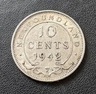 1942 Newfoundland 92 5  Silver Dime King George Vi Canada 10 Cents  925 Coin