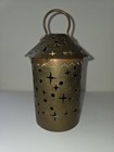 Vintage Pierced Brass   Copper Candle Holder Lantern No Bottom Witches Hat 