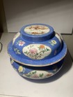 Chinese Sgraffito Blue Enamel Ground Medallion Jar Famille Rose Decoration Rare