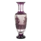 Antique Bohemian Etched Amethyst Art Glass Vase