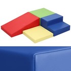 4-piece Pu Leather Baby Foam Climbing Blocks For Toddlers - Red Yellow Blue