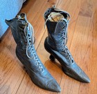 Boots Victorian Edwardian Antique Woman Or Youth Leather High Top Lace Up Shoes