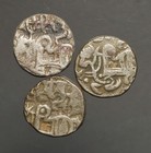 I26-16   Bull And Horseman    sri Samanta Deva   Billon Jitals   Lot Of 3 Coins