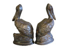 Vintage Hollow Brass Pelican Figurines Statues Heavy 6 1 4  Tall India
