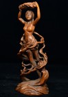 Vintage Wood Wooden Carved Figure Hand Comb Oriental Auspicious Decor Intricate