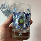 3 Absente Absinthe Liqueur 4 5  Tall Clear Glasses Blue   Green Scroll Accents