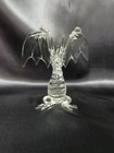 Clear Glass Attacking Dragon Figurine  Wings Glass Figure Mythical Fantasy Claws