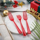 Wdf 100 Red Christmas Forks 7 4  Heavy Duty Disposable Plastic Utensils