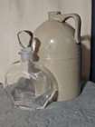 Vintage Italian Glass Decanter With Stopper     Clear Art Glass Liquor Bottle