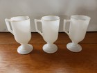 Set Of 3 Vintage Irish Coffee Mugs Milk Glass Footed Pedestal Gold Rim Shamrock