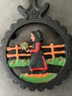 Vintage Dalecraft Cast Iron Trivet Amish Woman Old-country Style