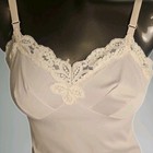 Vintage Sears Pink Nylon Slip Dress Size S Short 32 Lace Fairycore Balletcore