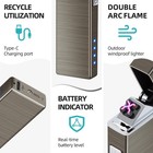 Usb-c Rechargeable Dual Arc Plasma Lighter Windproof Flameless Metal Nicke Gifts