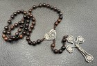 Wood Catholic Rosary Beads Crucifix Large Cross Korean Prayer Religious 22   