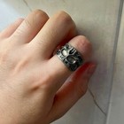 New Black Skeleton Gothic Skull Ring Men s Stainless Steel Punk Rock Biker