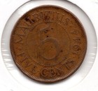 1944 Mauritius 5 Cents  2162 