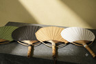 Korean Traditional Handcrafted Hanji Fan  round  - Bamboo Root Handl