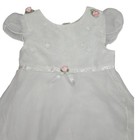 Vintage Girl 3t White Flower Girl Dress Pink Roses Organza Formal Wedding Easter
