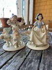 Lenox Disney Snow White   Seven Dwarfs Taper Candle Stick Holders Gold Trim Mint