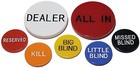 Texas Hold em Poker 7pc Acrylic Button Set 2  All-in   Dealer   Storage Pouch