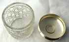 Victorian Sterling Silver Cut Crystal Jar Vanity Bar Storage Cotton 4inch