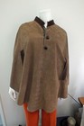 Vintage 1960s 1970s Suede Leather Poncho Brown X Stitching Medium Large Hippy