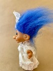 Vintage Russ Troll Bar Mitzvah Jewish Star Hanukkah Female White Dress Blue Hair