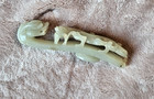 Antique Chinese Celadon White Jade Belt Buckle - Free Domestic Shipping