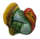 Vtg Turkey Salt Pepper Shakers Tom Hen Bright Ceramic Thanksgiving Display Japan