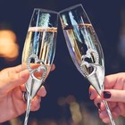Wedding Champagne Glass Set Silver Toasting Flute Glasses Pack Of 2 With Rhinest