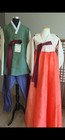 Korean Couple Hanbok Set Men L Women S Green Coral Ivory 5pc Wedding Excellent