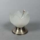 Silver Sugar Bowl 800 Satin Glass Flower With Spoon Floral Design 1960