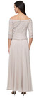 Nwt Alex Evenings Taupe Lace chiffon Mother Of Bride evening Gown Dress Sz  10