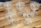 Vintage Libbey Glass Gold Rimmed  Wine Stemware  lace  Design Set Of 5 Retired
