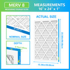 16x24x1 Air Filter Merv 8 - Hvac Pleated  Furnace   Air Conditioner 4 Pack
