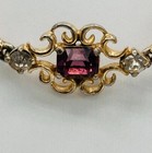 Vintage 1930s   1940s Rhinestone Necklace Gold Tone Scroll Link 