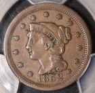 1852 Pcgs Xf40 Braided Hair Large Cent Item p20538