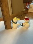 Vintage Norcrest Japan Ceramic Christmas Snowmen Salt And Pepper Shakers  Rare