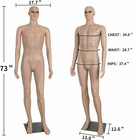 Male Mannequin Display Full Body Realistic Head Turns Dress Form With Base 73 In