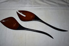 Mid Century Arthur Umanoff Carved Wood Salad Tongs Utensils 14 5 l