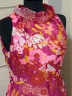 Vintage 60s Mod Maxi Dress S m Bright Pink Tropical Hawaiian Ilgwu Made Usa