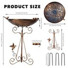 13  Vintage Metal Bird Bath With Cast Iron Pedestal Brown-1