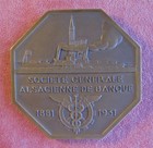 Art Deco 1931 Bronze Medal By Pierre Turin  Cornucopia  Societe Generale  72 Mm