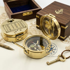 Stanley London Brass Pocket Geological Transit Compass Clinometer Anchor Wood Bo