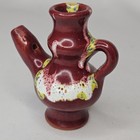3 25  Handmade Pitcher Ocarina Whistle Terracotta Pottery Red Drip Glaze Vintage