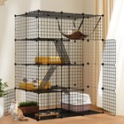 4-tier Large Cat Cage Enclosure Metal Wire Kennel Playpen Catio With Hammock