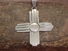 Native American Navajo Indian Sterling Silver Zia Pendant By Platero