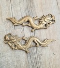 Pair Of Antique Heavy Cast Brass Chinese Dragons Wall Decoration Or Door Pulls 