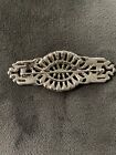 Vintage Art Deco Ornate Filigree Silver Tone Rhinestone Brooch Pin